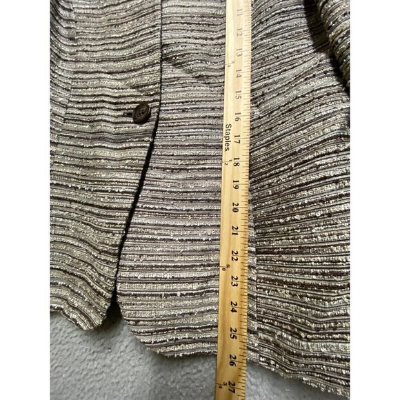 KASPER Women's Brown Tan  Striped One Button Striped Blazer Jacket Top  Size 8 - Picture 6 of 10